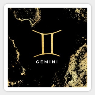 Gemini Symbol on gold and black marble Sticker